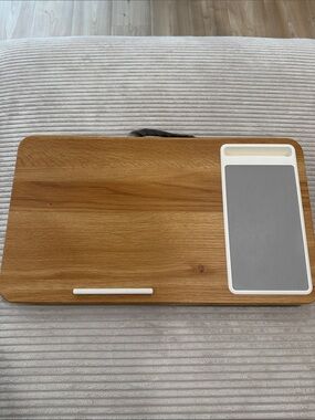 Wood Finish Lap Desk with Gray Mouse Pad and White Trim